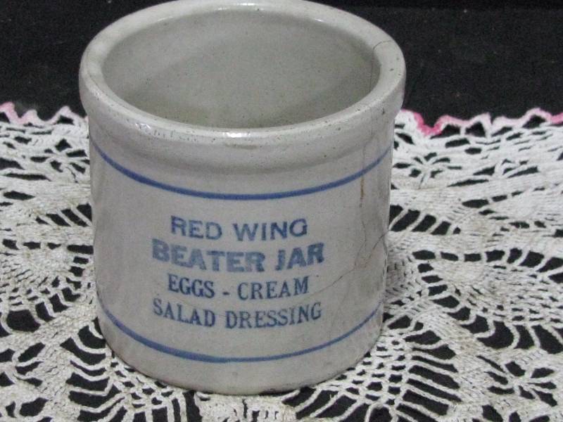 Red Wing Crock Beater Jar wAdvertising