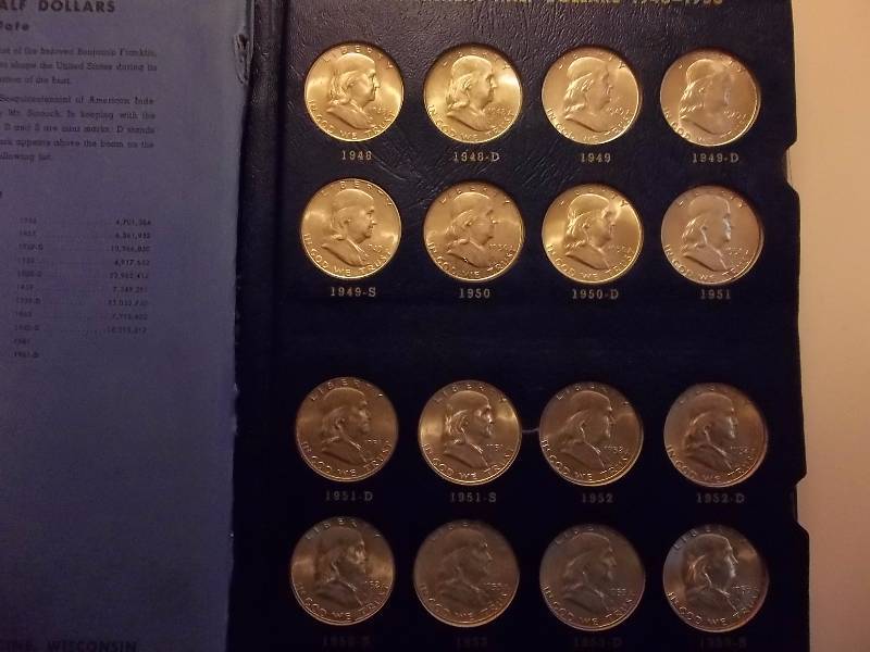 Complete Set Of Franklin Half Dollars 1948-1963 (32 Of 35 Are MS)(In The Lowest MS Condition Grey Sheets Listing Average Value Per Coin Is $30)