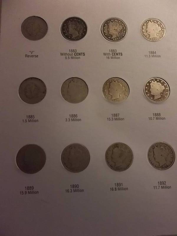 Liberty Head Collection 1883-1912 In H.E. Harris Book Full Set Minus 1885. Contains Both 1883s, 1886 & All 1912s