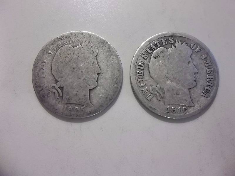 1905, 1916 Barber Dimes