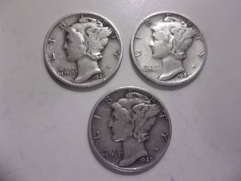 1940, 1940 D, 1940 S Mercury Dimes Better Grades