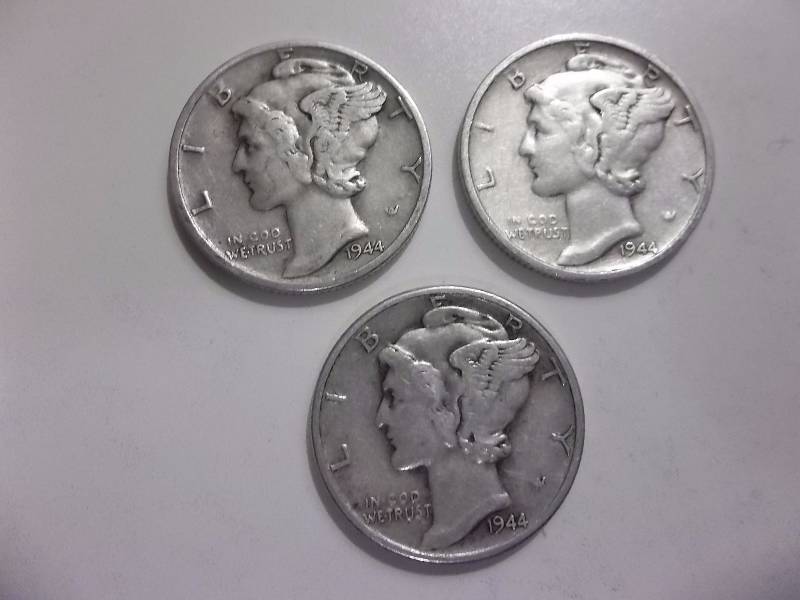 1944, 1944 D, 1944 S Mercury Dimes Better Grades