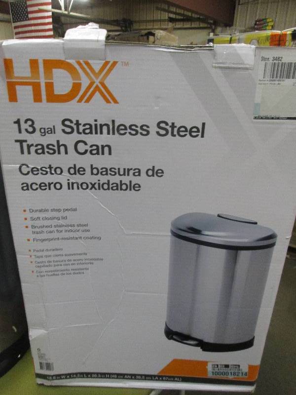 13 gallon stainless steel trash can...