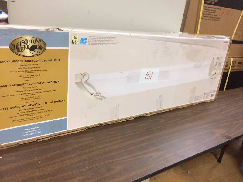 lot 81 image: Hampton Bay Ceiling Mounted Lighting Regency 4-Light Flush-Mount Brushed Nickel New