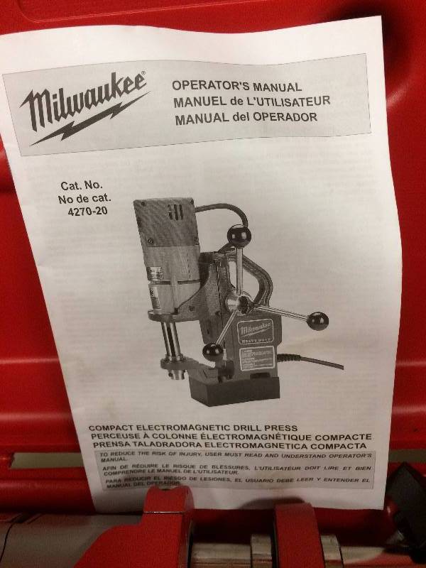 lot 110 image: Milwaukee 4270-20 9 Amp Compact Electromagnetic Drill Press never used