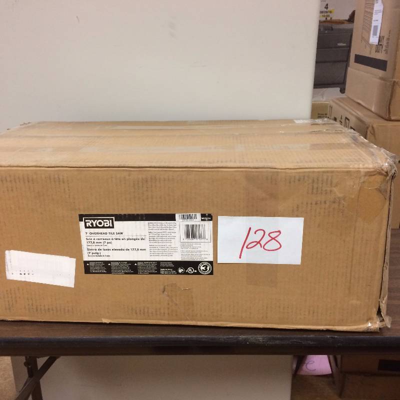 lot 128 image: Ryobi 7 in. Overhead Wet Tile Saw WS731 in like new condition