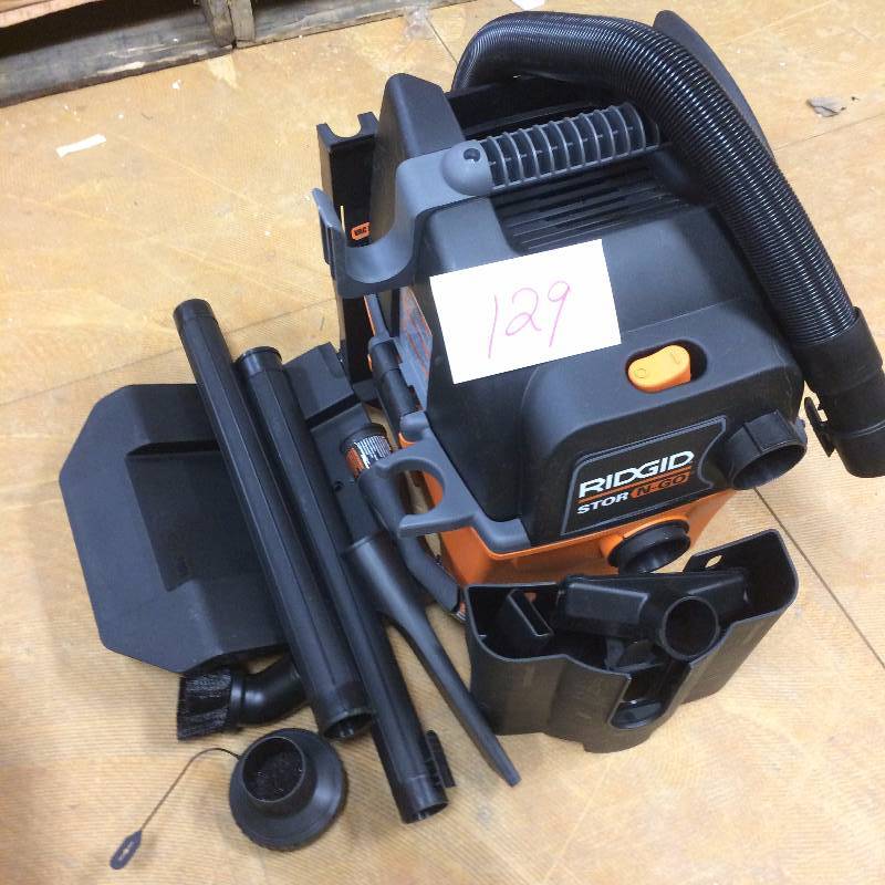 lot 129 image: RIDGID 5 gallon Stor-N-Go wet dry vac WD5500 never used