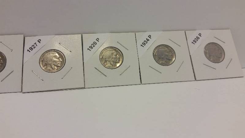 lot 176 image: Lot of (9) Philadelphia Mint Buffalo Nickels - Carded - See Description for Dates