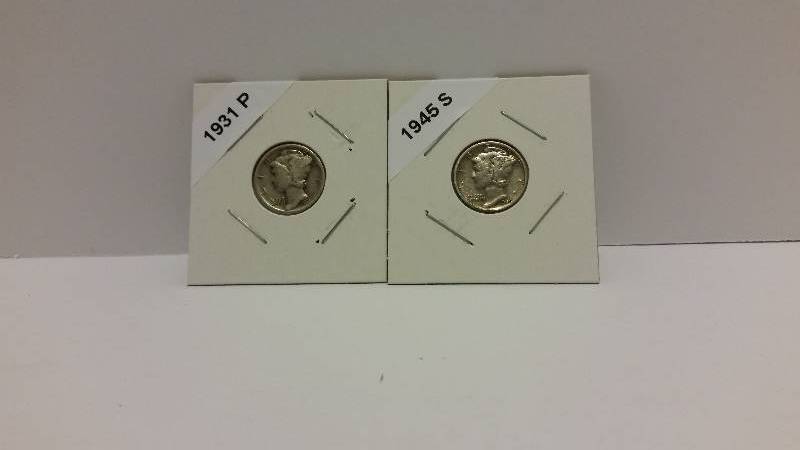 lot 200 image: 1931 P (Philadelphia Mint) and 1945 S (San Francisco Mint) Mercury Silver Dimes