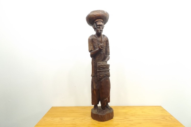 Large Vintage 38 Tall Wood Carved Tobacco Store Type Statue