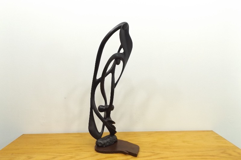 Large Vintage 25 Tall Ebony Wood Carved Abstract Statue