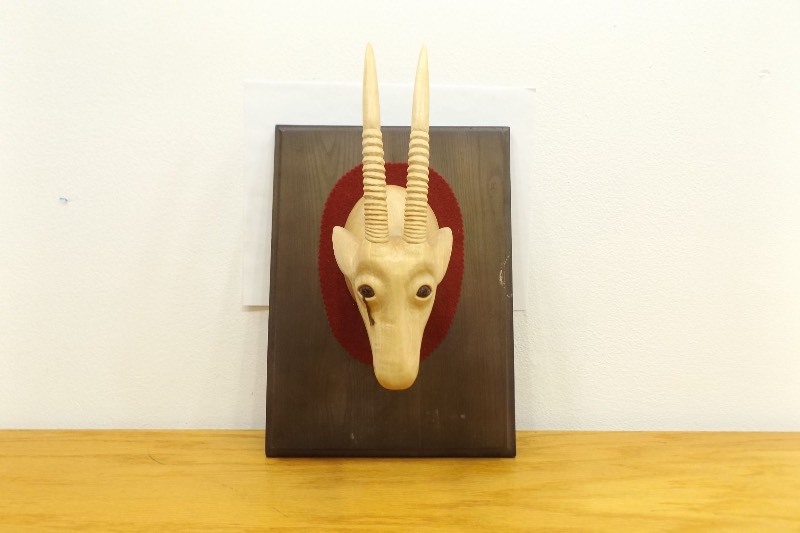 Artist Signed Hand Carved Sandalwood African Antelope Mount