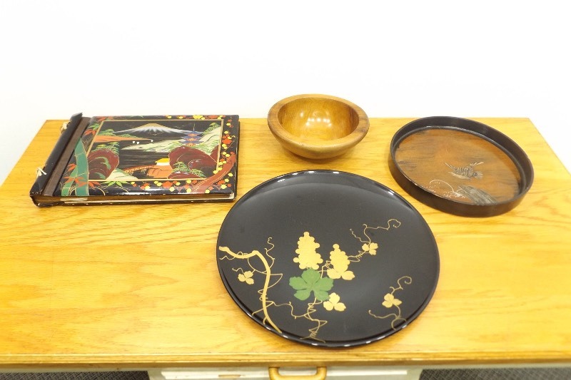 Asian Lacquered Serving Trays, Photo Albums, etc.