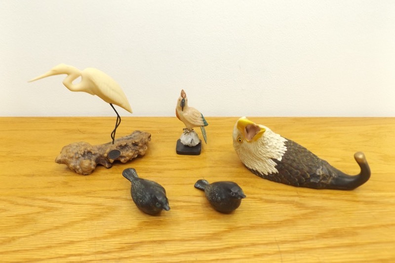 Lot of Stone, Brass, etc. Bird Sculptures
