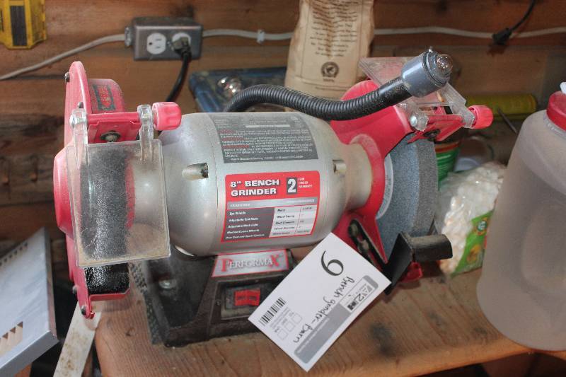 lot 9 image: Performax 2-Wheel 8in. 5Amp Bench Grinder