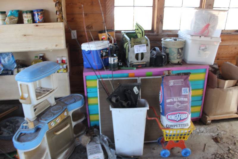 lot 49 image: Shelf Lot Includes Dresser w Kids Stuff