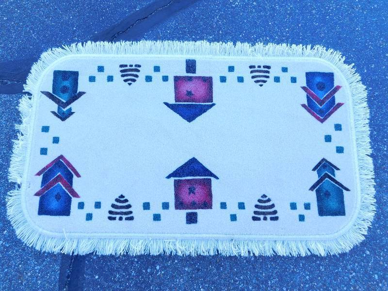 2x4 Hand Painted Fringed Rug
