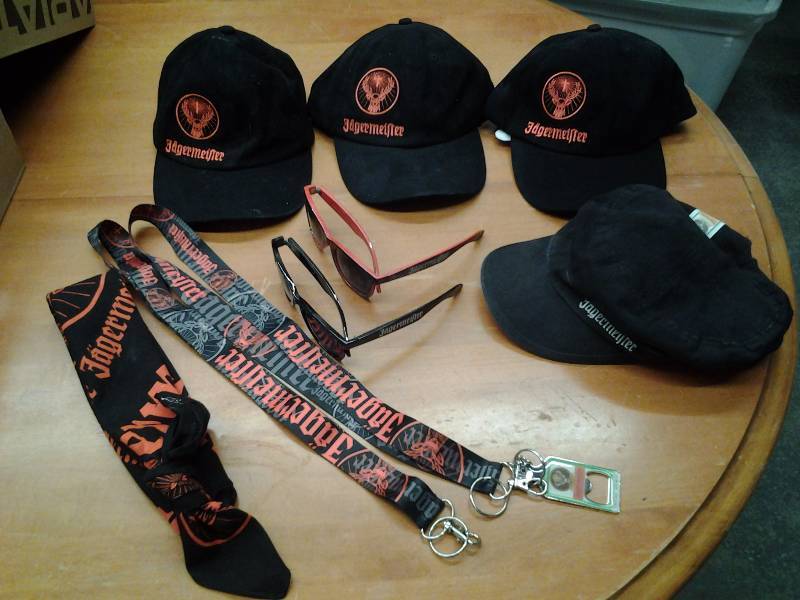 4-Jagermeister Caps, 2-Sunglasses, 2-Lanyards, 1-Bandanna, 1-Bottle Opener