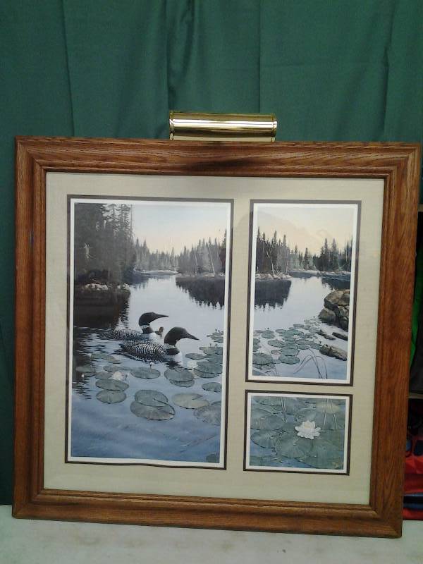 lot 14 image: Signed & #d Loon Prints By Derk 30x30