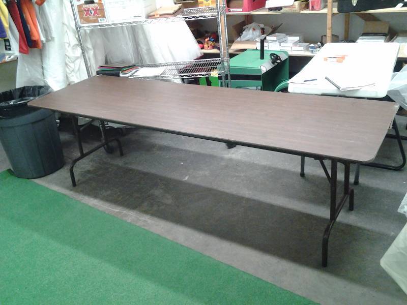 lot 23 image: Folding Leg Banquet Table 96x30 (Damage On Corner)