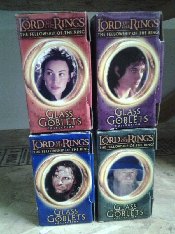 lot 49 image: Set Of 4- Lord Of The Rings Glass Goblets