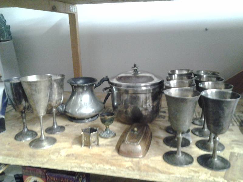 lot 64 image: Lot Of Silver Plate Serving Pieces