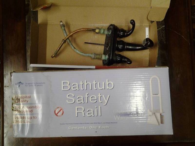 lot 72 image: Oil Rubbed Bronze Bath Faucet & Bathtub Safety Rail