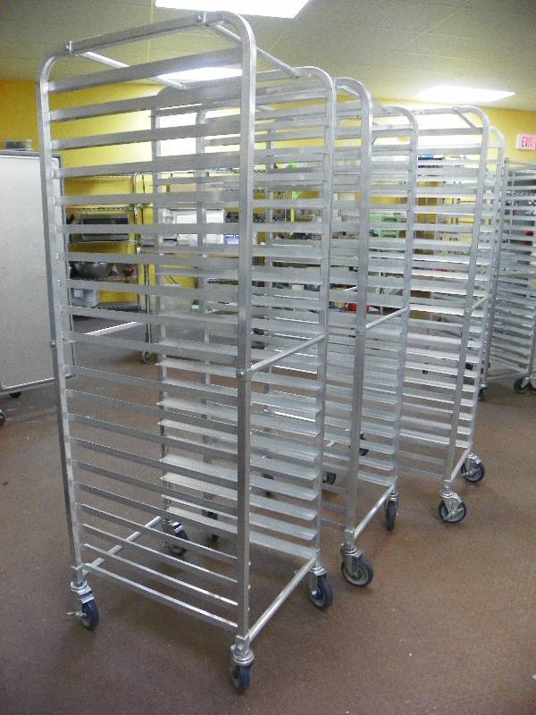 3 tall bread/bakers rack carts on wheels, no trays. 20.5'' wide x 69