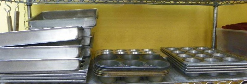 kitchen items, pans and muffin pans