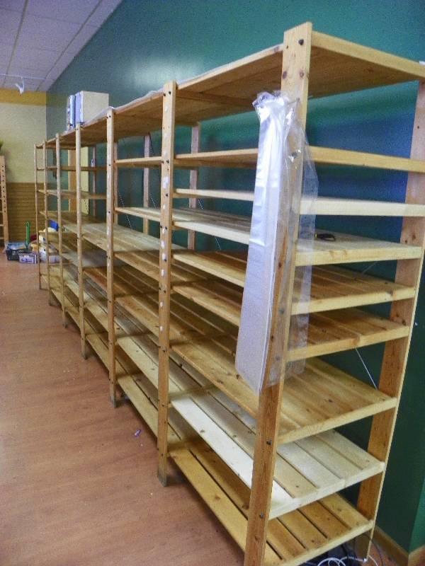Wooden shelving unit.  5 9 tall x 15 5 long