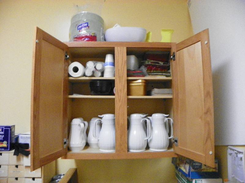 Contents of Cabinet, coffee pots and other misc items.