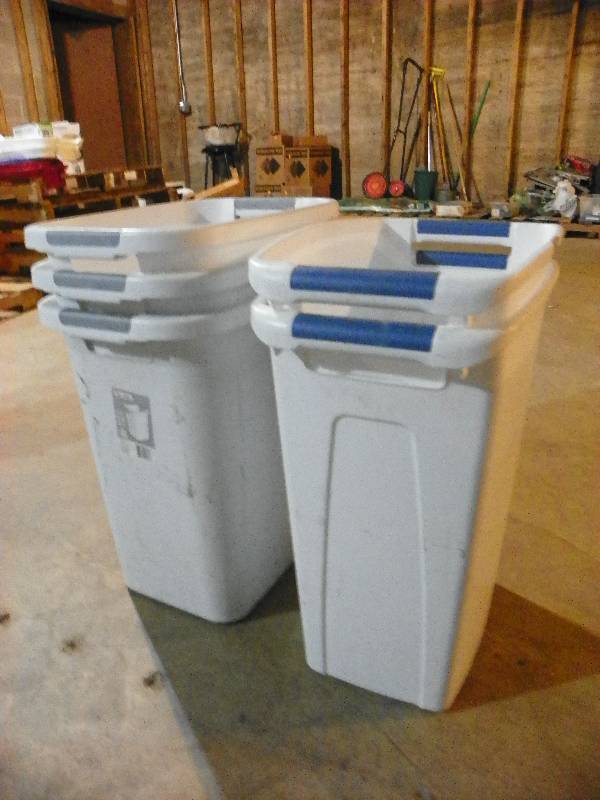 5 trash cans