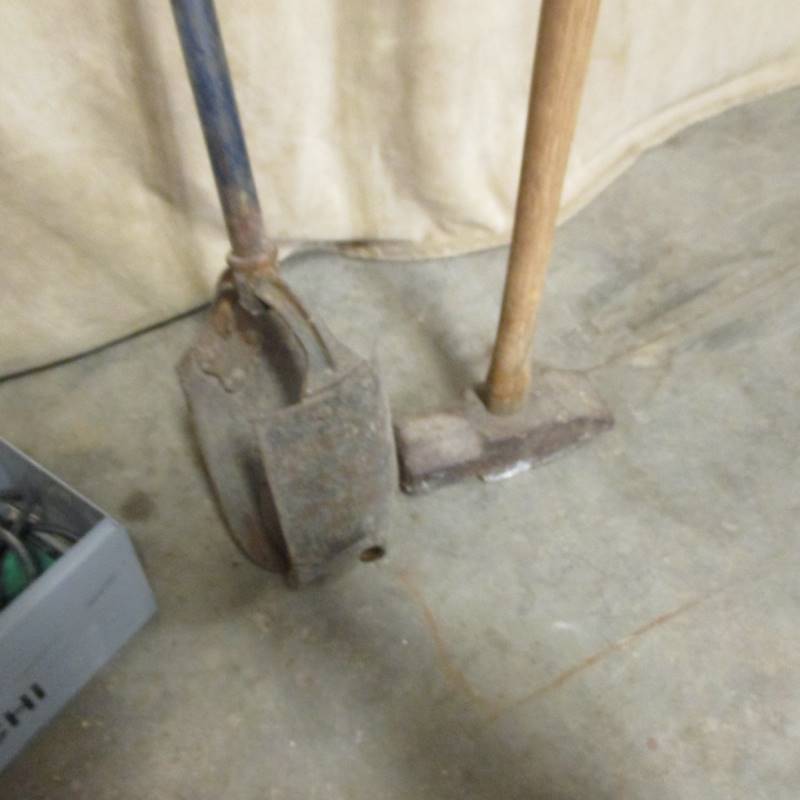 lot 28 image: Sledge Hammer, Post Hole Digger, Wood Planer