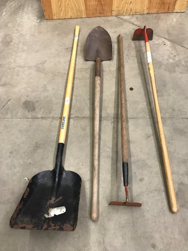 lot 12 image: (2) Shovels & (2) Garden Tools
