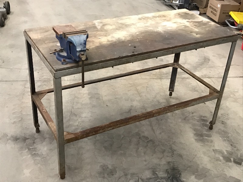lot 76 image: Shop Table With Vise