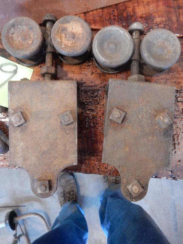 2 Vintage Barn door rollers with track