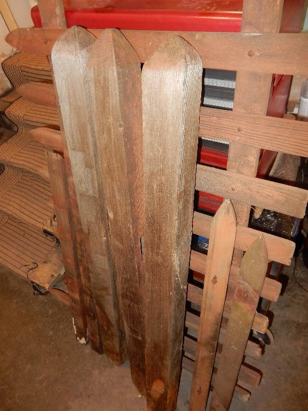 Cedar picket fence section.  67 in x 35in..  Includes End post and extra staves