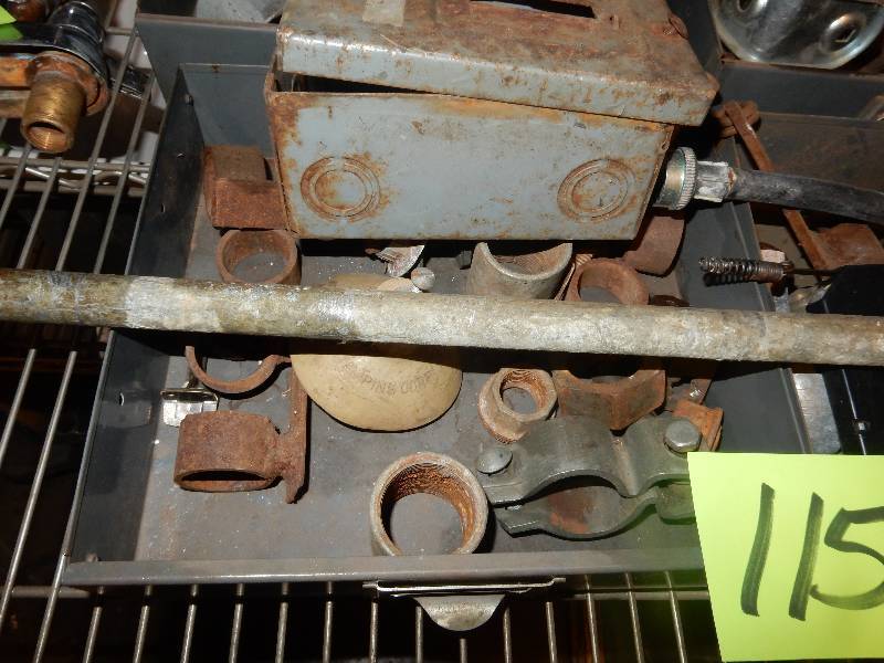 Misc. Items as pictured. Lots of Cast iron, STEAM PUNK, plumbing and other plumbing items.. Note the roll up sewer snake