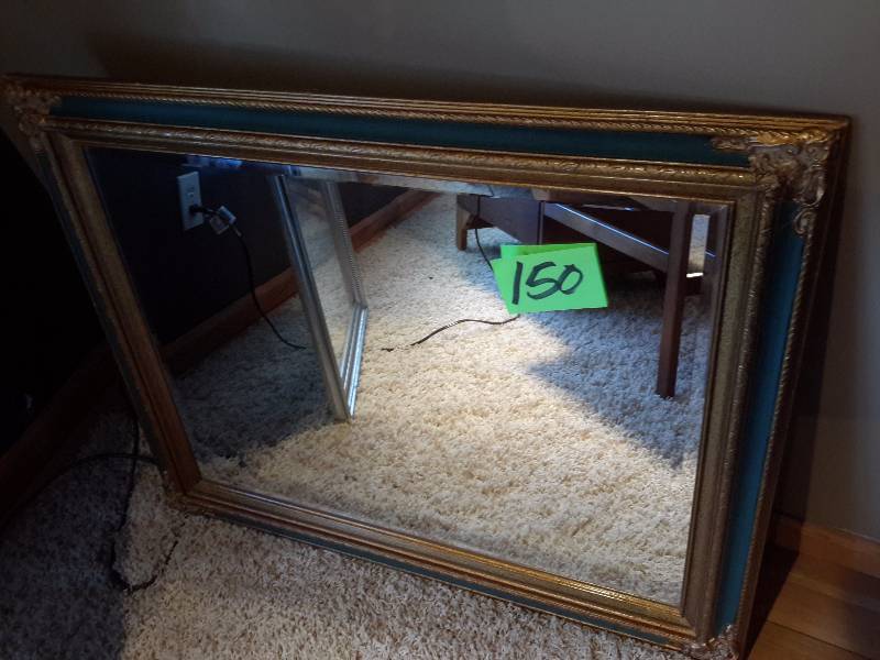 Nicely Framed Beveled Glass Mirror.. Approx  32 in x 24in h..
