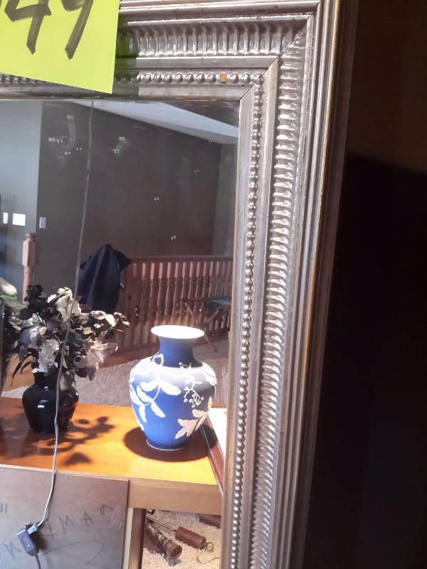 Mirror with Silver Painted Frame.  23 12 in x 59.