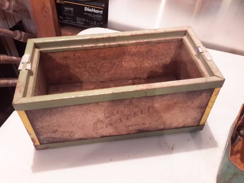 Old bait box and tackle box with very old tackleweights