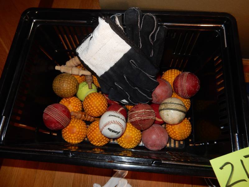 Misc. Sporting items.  Cricket Balls, LaCrosse helmet and pads, gloves