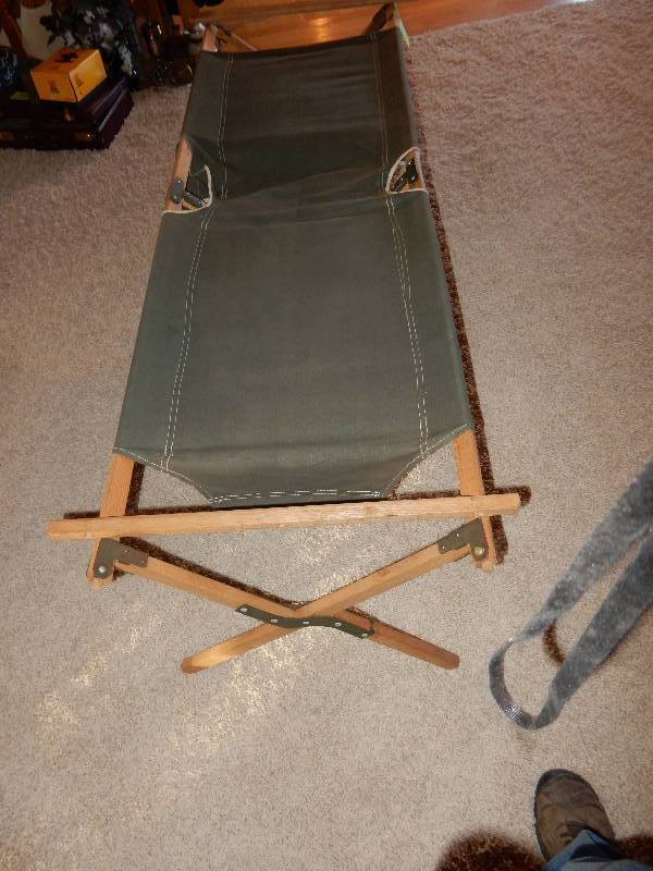 Canvas Army Cot.. Very good shape.. Not sure it has ever been used.