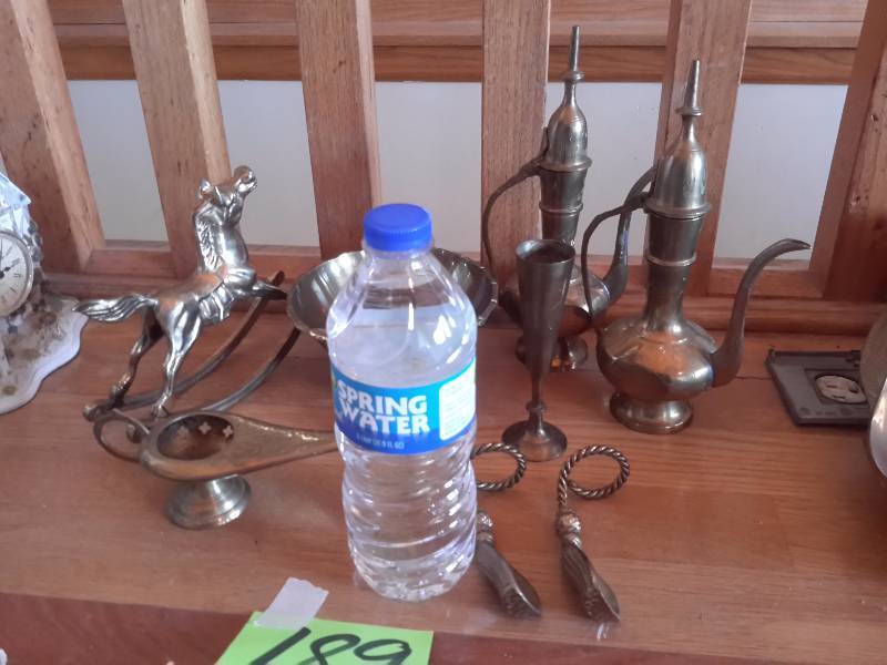 Brass Serving and Decorative items as pictured. See bottle for size perspective.