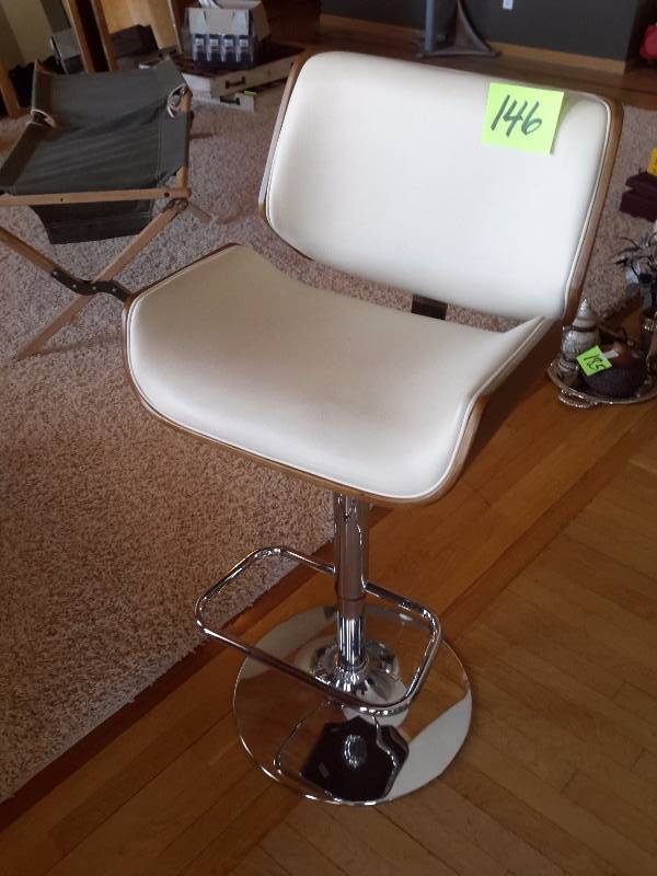 Chrome and Upholstered, Art DecoMid Mod adjustable height chair.. EXCELLENT shape.
