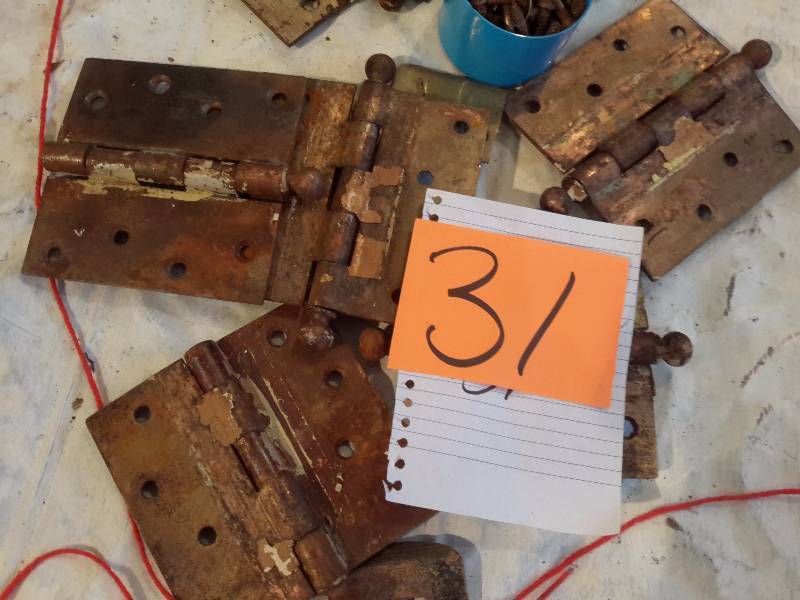 Misc. Old Brass FW, Hinges, with screws