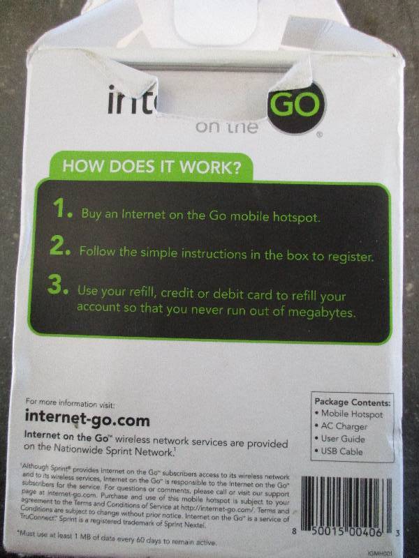 lot 29 image: Internet on the Go Hot Spot