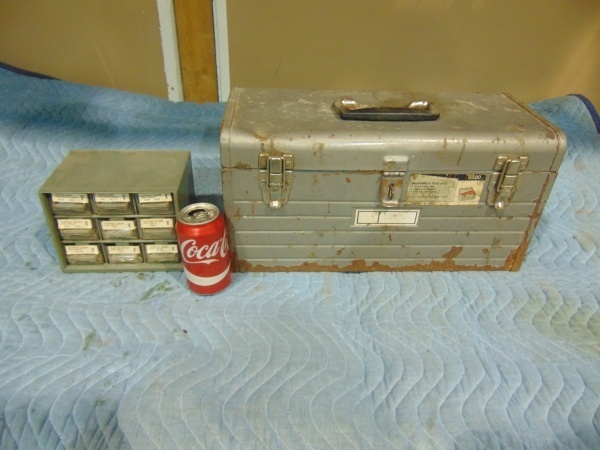 lot 136 image: Metal Tool Box and Small Parts Bin