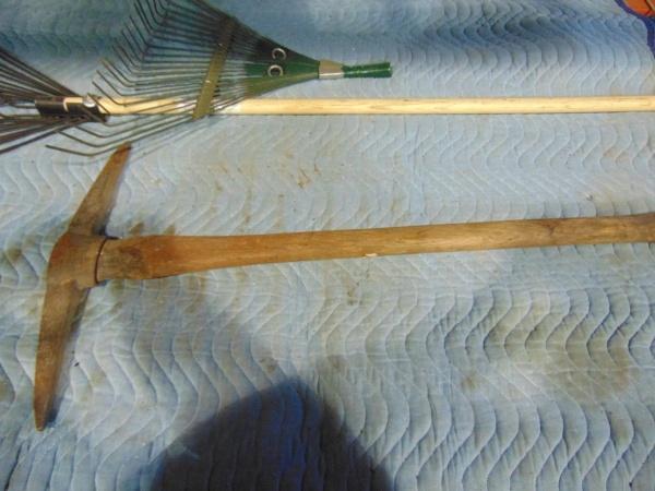 lot 59 image: (1) Rake, (1) Rake Head and (1) Pick Ax