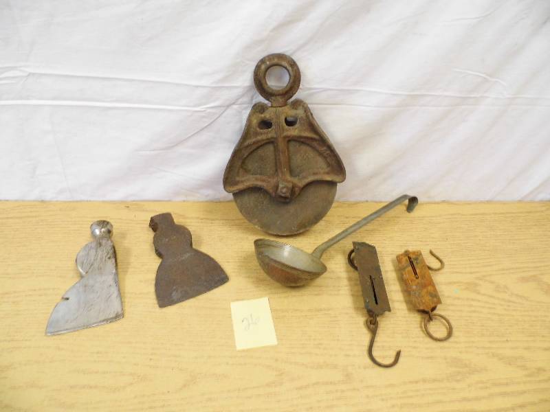 lot 26 image: Pulley - Scales - Axe Heads
